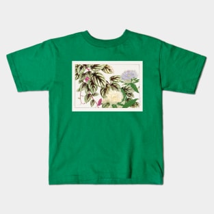 Vintage Japanese Ukiyo e Flower Woodblock art Kids T-Shirt